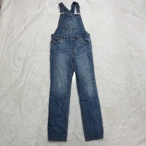 NEW Gap kids distressed Blue Denim Overalls size large - Picture 1 of 8