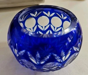 Crystal Legends by Godinger Cobalt Blue Rose Bowl Lead Crystal - Picture 1 of 3