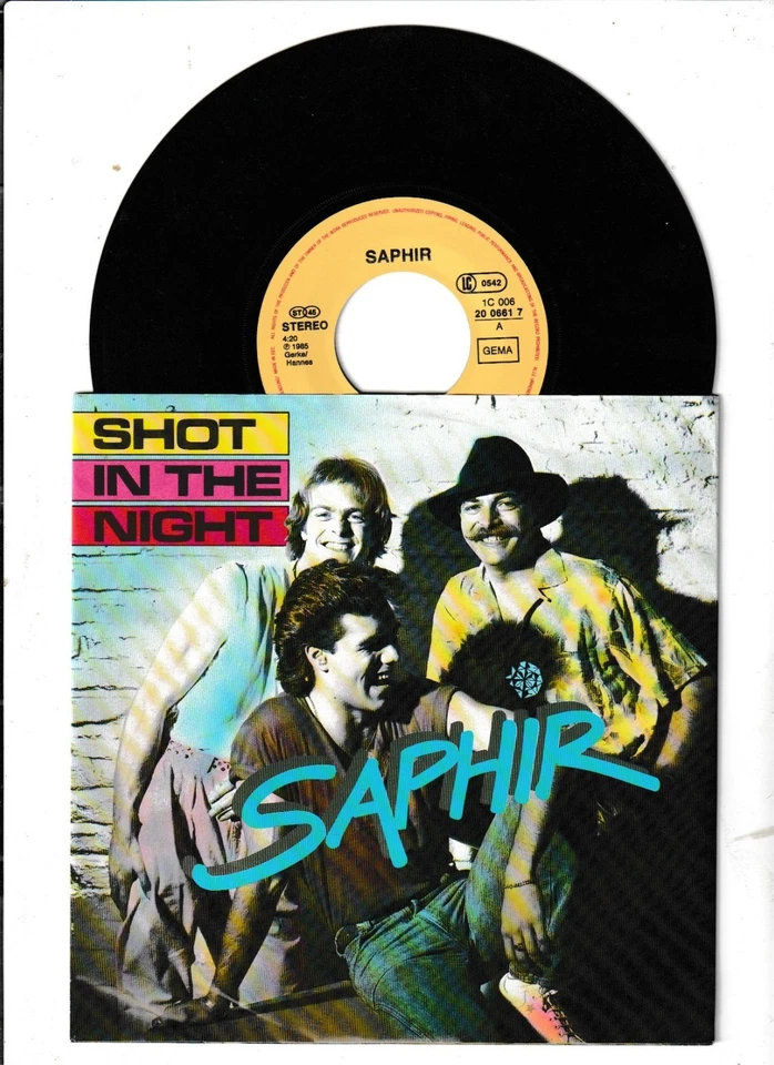7" Saphir: Shot In The Night / Shot In The Night (Instrumental) - 1985 - Bild 1 von 1