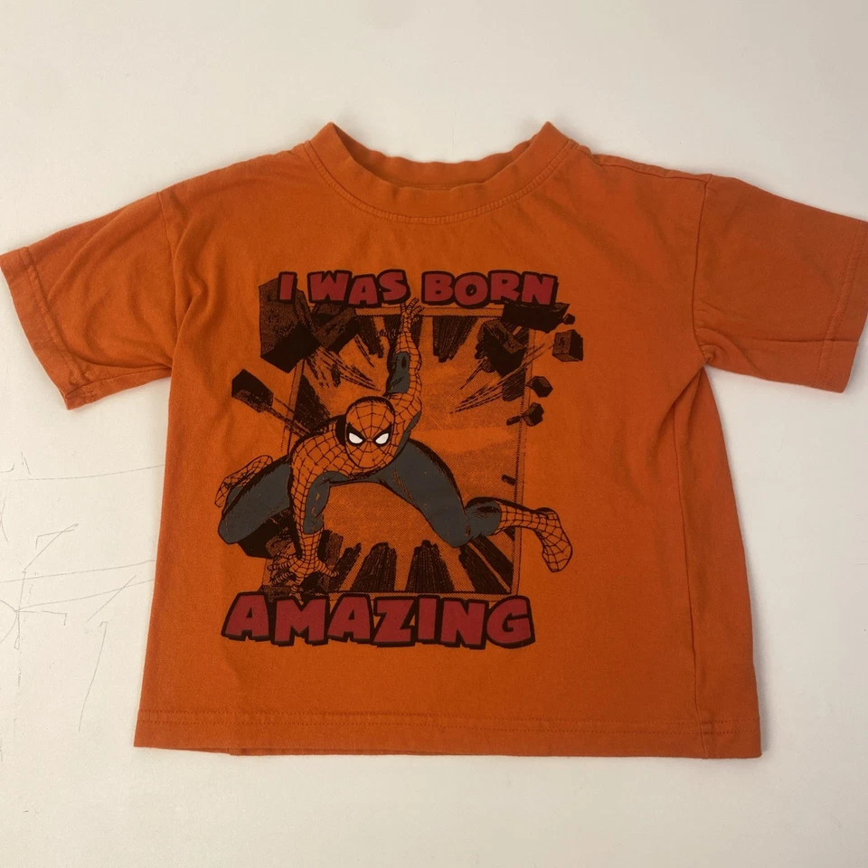 Marvel Spiderman футболка для мальчиков размер 4T оранжевый короткие рукава я родился удивительно!! - Изображение 1 из 4