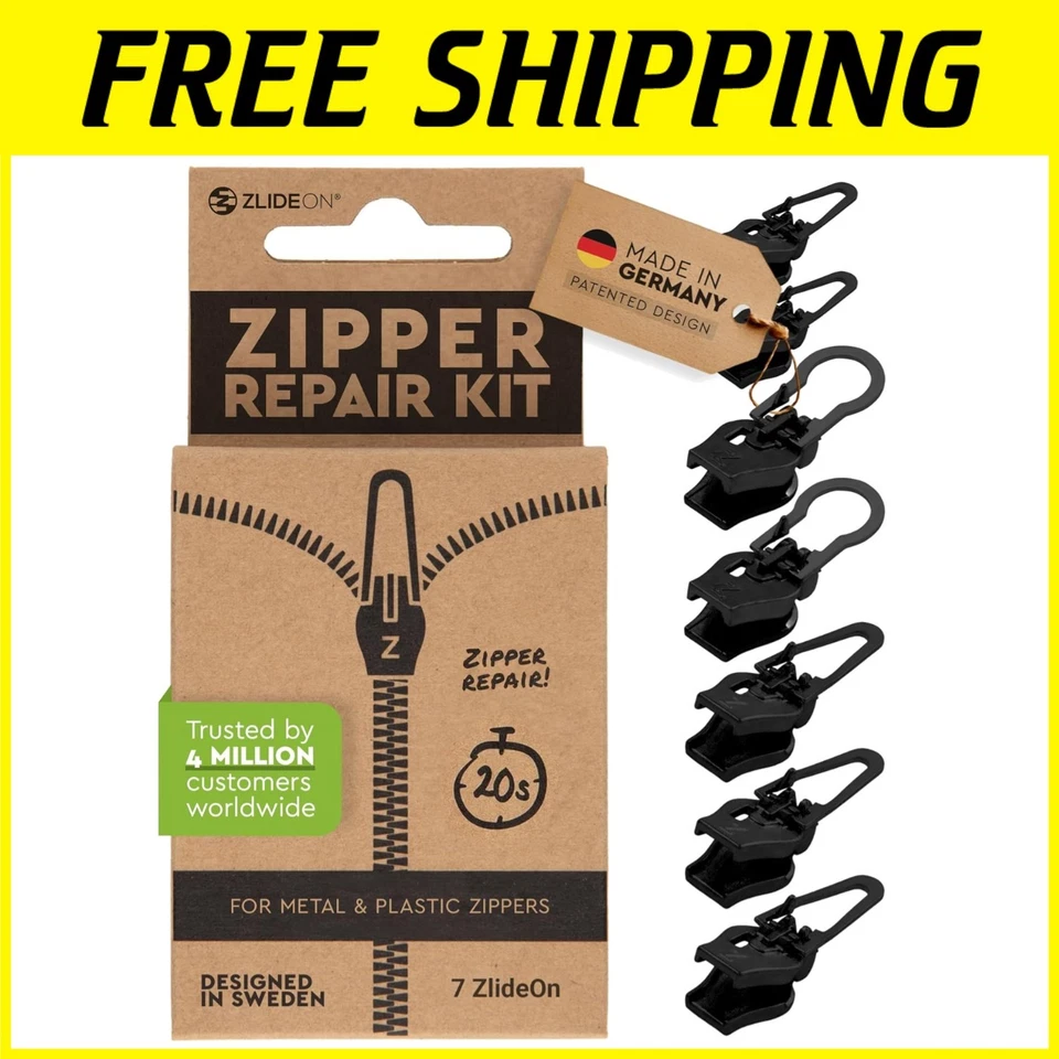Black Zipper Pull Replacement - 7pcs Large Pack - Image 1 of 4