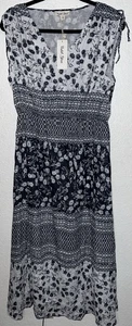 Violet Skies gefüttertes Kleid schwarz/weiß Gummibund 100% Baumwolle Damen Gr. L - Bild 1 von 9