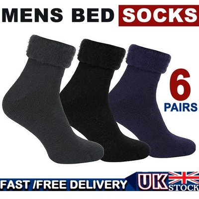 FASHION FATEEK 6 Pairs Mens Thermal Socks Fleece Lined Outdoor Winter Work Bed Socks Size 6-11