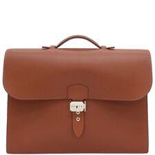 Hermes Sac a Depeches 38 Brown Vache Liegee Briefcase Business Bag Attache Case