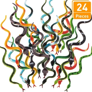 Blulu 24 Pieces Plastic Snakes Rain Forest Snakes Realistic Rubber Snakes Assort - Picture 1 of 12