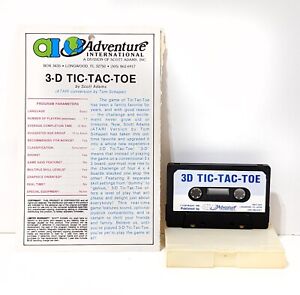 Very RARE 3D TIC-TAC-TOE on Cassette * for Atari 400 / 800, w/ Information Card