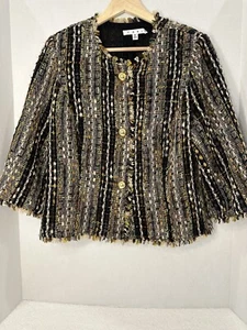 CABI Multi-Color & Textured Crop Blazer W/3QTR Sleeves Womens Size Medium - Picture 1 of 13
