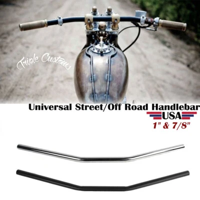 Manillar de motocicleta de 1" 7/8" tipo plano barras de arrastre para chopper bobber café racer Foto 1 de 4