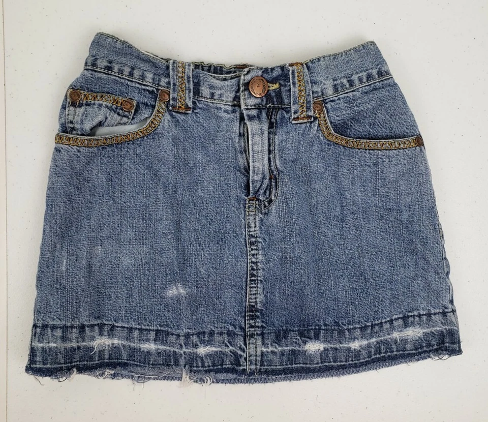 Falda vaquera Jordache bordada envejecida lavado claro niñas talla 10 Foto 1 de 4