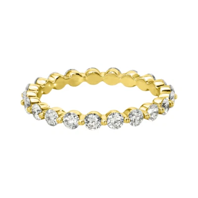 Lab Created 2 Ct Round Cut Womens Engagement Band 14K Yellow Gold E F VS - Image 1 of 4