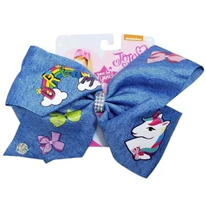 Girls Hair Bows Clips JoJo Siwa Bow Collection Large Blue Denim Jean Accessories - Picture 1 of 5