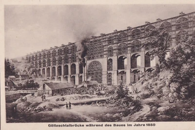 AK/Foto Bau d. Göltzschtalbrücke 1850 n. e. Lithographie v. W. Baessler (BW461) - Bild 1 von 2