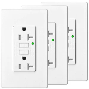 GFCI Outlet 20 Amp Wall Receptacles LED Indicator Commercial Grade Non-TR 3 Pack - Picture 1 of 12