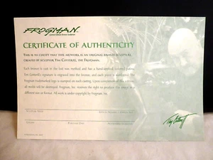 Replacement COA for your LOST COA  Frogman Tim Cotterill  coa  only CERTIFICATE - Picture 1 of 5
