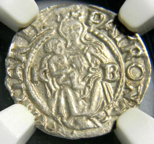 Hungary 1549 KB  Medieval Silver Denar  Madonna & Child  NGC MS 63 (04-14) - Picture 1 of 5