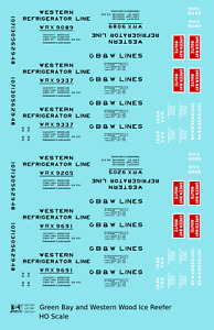 K4 HO Scale Decals Green Bay and Western Wood Ice Reefer Black and Red