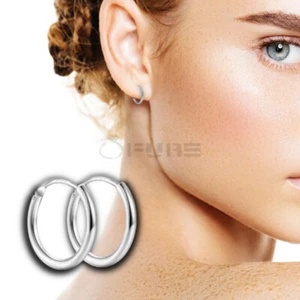 16 mm Silber Hypoallergene Endlose Knorpel Runde Kreis Ohrringe - Bild 1 von 12