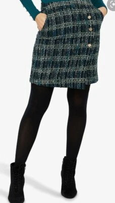 Monsoon Talia Womens Teal Blue Check Short Party Skirt Size 22 Bnwt  - Image 1 of 4