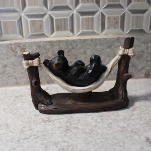 BLACK BEAR In Hammock Figurine, by Slifka - Picture 1 of 7