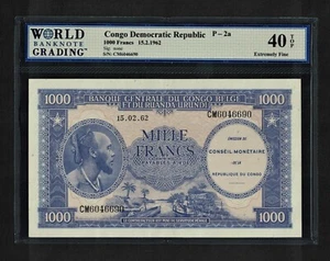 República Democrática del Congo p-2a, XF, 1000 francos, 1962 - Imagen 1 de 2
