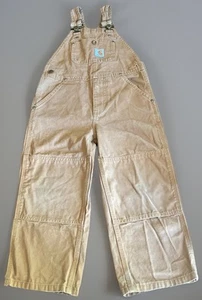 Carhartt Double Knee Bibs Overalls Duck Canvas Work Wear Youth Size 5 P571 - Picture 1 of 8