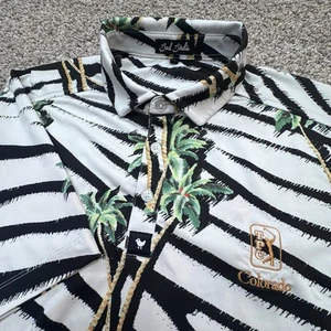 Bad Birdie Polo Golf Shirt Herren M grün weiß Blumen Performance Stretch TPC - Bild 1 von 7