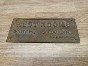 Antique Cast Iron Segregation Sign B&O Railroad Restroom - Picture 1 of 12