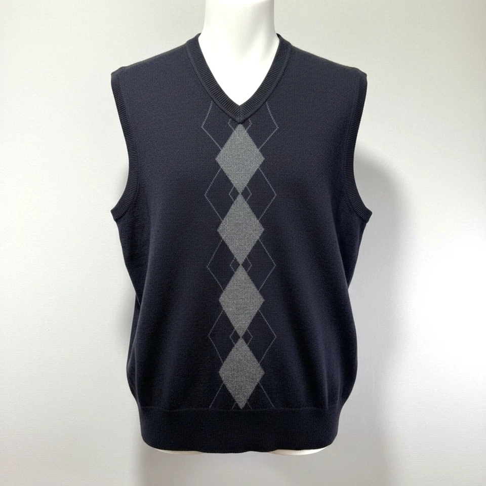 Chaleco Suéter Vintage Dockers Para Hombres Argyle Cuello en V Azul Marino - Talla XL Suéter de Golf Foto 1 de 4