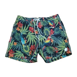 Caribbean Joe Swim Shorts Mens XXL Trunks Hawaiian Floral Red Parrot Lined EUC - Picture 1 of 15