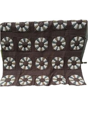 Handmade Quilt 79x68” Brown Circle Pattern (dresden plate?) - Image 1 of 4