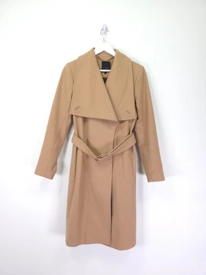 Ted Baker Madigan пальто размер 3 Великобритании 12 бежевый длинный надежном шерсти кашемира смесь куртка - Изображение 1 из 4