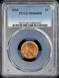 1934 1C Lincoln Cent Type 1 Wheat Reverse PCGS MS66RD - Picture 1 of 2