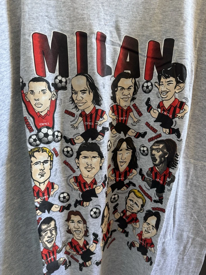 Shirt maglia Fans Caricature Ac Milan No worn Rara Stupenda Gattuso Nesta Pirlo - Immagine 1 di 2