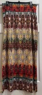 Maxi falda geométrica colorida AB STUDIO para mujer - elástica - lado dividido, talla grande  Foto 1 de 4