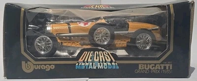 Burago 1/18 Scale 3012 1935 Bugatti Grand-Prix #14 Yellow Diecast Model Boxed - Image 1 of 4