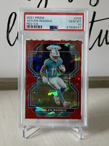 2021 Panini Prizm Rc Rookie Red Ice JAYLEN WADDLE Dolphins PSA 10 Gem Mint #338