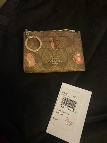 Portafoglio Coach Firmato Festa Animali Porta Carte di Credito Portachiavi 79930