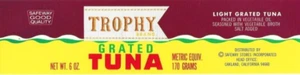 Vintage Trophy Light Grated Tuna Can Label Safeway Oakland California - Picture 1 of 2