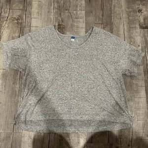 Old Navy Womens Plus Size 2X Short Sleeve Plush Crop Top Grey Heather - Picture 1 of 7