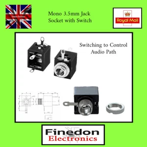 3.5mm Mono Chassis Panel Mount Switching Jack Female Socket UK Seller - Picture 1 of 8