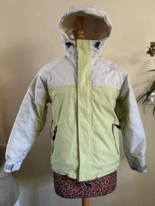 Ski Snowboard Jacket Junior Unisex14 Gray Green Hood Insulated Obermeyer  - Picture 1 of 11