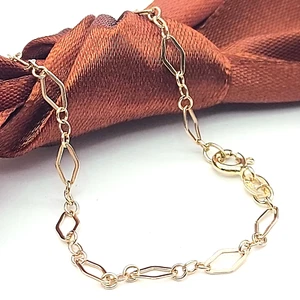 Ladies Italian Rose Gold 9ct (375, 9K) Dainty Diamond Link Bracelet - Picture 1 of 8