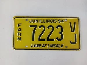 JUN 1994 Illinois IL License Plate 7223 VJ FARM - Picture 1 of 8