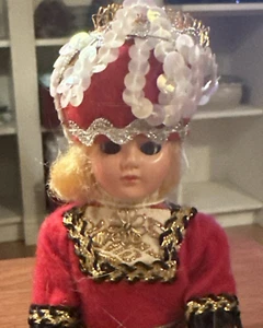 Vintage Norway Blinking Sleeping Eyes 8” Girl Doll / Black,Red, White Dress - Picture 1 of 6