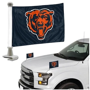 Football Chicago Bears Flags Set of Two Car Hood Trunk 4" x 6" Double Sided - Picture 1 of 2