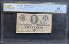 T-72 50 Cents 1864 Confederate States Currency Banknote Civil War Money, Pcgs 61