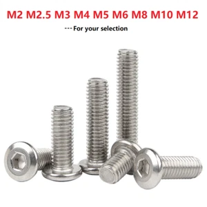 M8 A2 Stainless Steel Furniture Connector Bolts Truss Flat Head Allen Screws - Picture 1 of 8