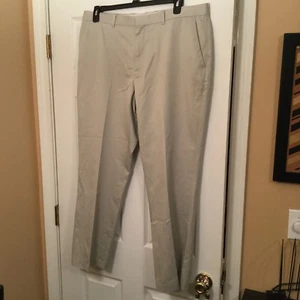 Perry Ellis maßgeschneiderte Passform Herrengröße 38 x 30 vorne flach khaki Anzughose Hose gebraucht, in einwandfreiem Zustand - Bild 1 von 4