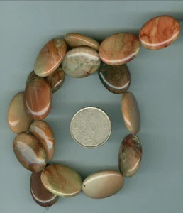16 inch strand of Natural American Rocky Butte Jasper flat Oval Beads 18mm x 25m - Picture 1 of 3