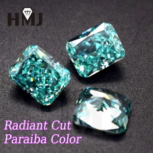 Radiant Octangle CZ Crush Ice Cut Blue Lab Cubic Zirconia Paraiba Color Diamond - Picture 1 of 10